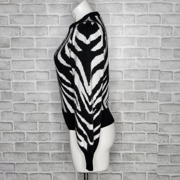 Wrangler Retro Puff Sleeve Zebra Print Sweater, size Small - Picture 2 of 5